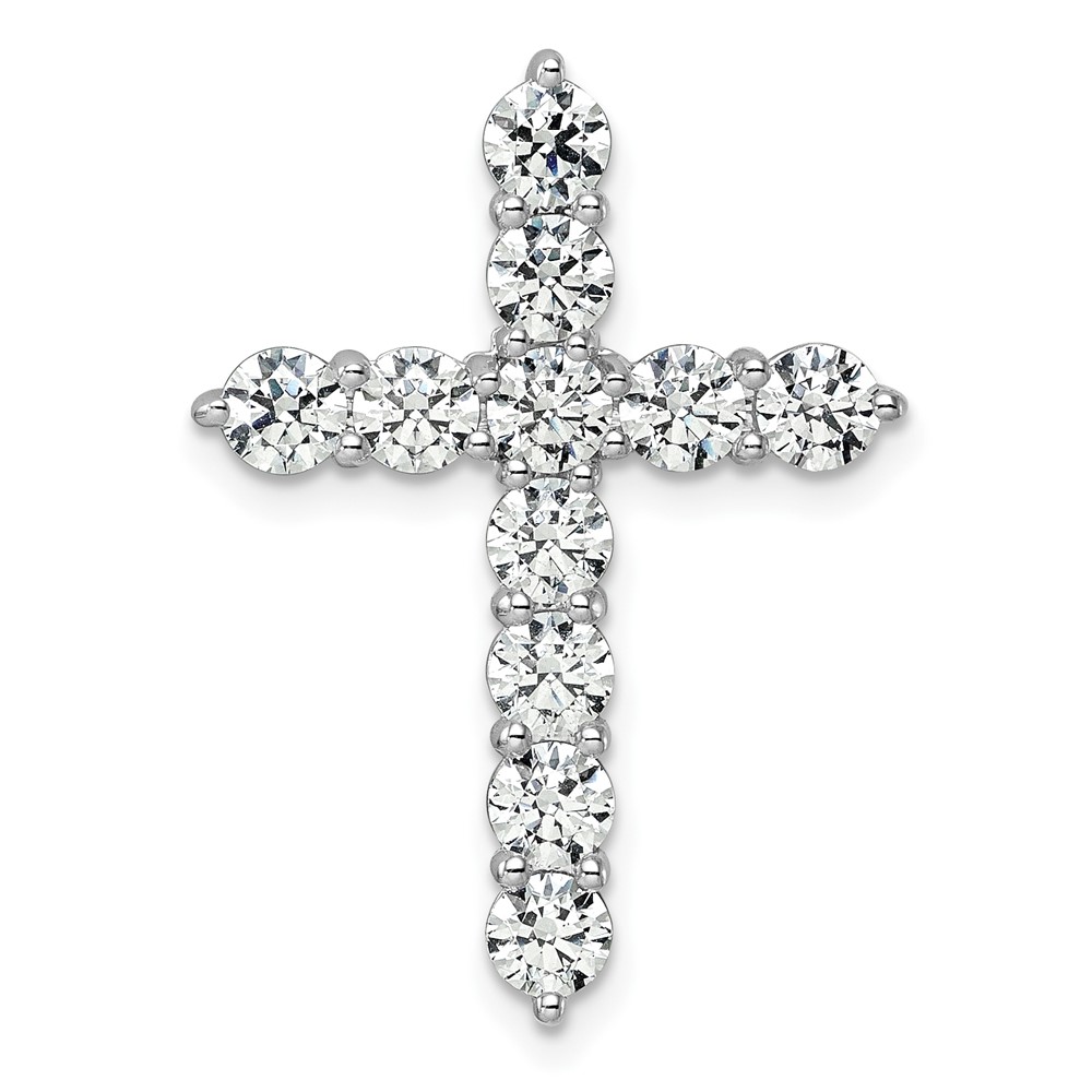 PM10451-WAA.jpg 14k White Gold 3 carat Lab Grown Diamond VS/SI+ G+ Complete Cross Chain Slide Pendant - Image 1
