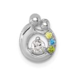 14k WG 3 Birthstone and Dia Mother/Child Chain Slide Semi-mount - Image 2