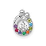 14k WG 8 Birthstone and Dia Mother/Child Chain Slide Semi-mount - Image 2