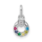 14k WG Dia. Heart w/6 Birthstone Mother's Circle Pend Semi-Mount - Image 2