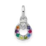 14k WG Dia. Heart w/8 Birthstone Mother's Circle Pend Semi-Mount - Image 2