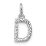 14k White Gold Twisted .05 ct. Diamond Initial D Charm