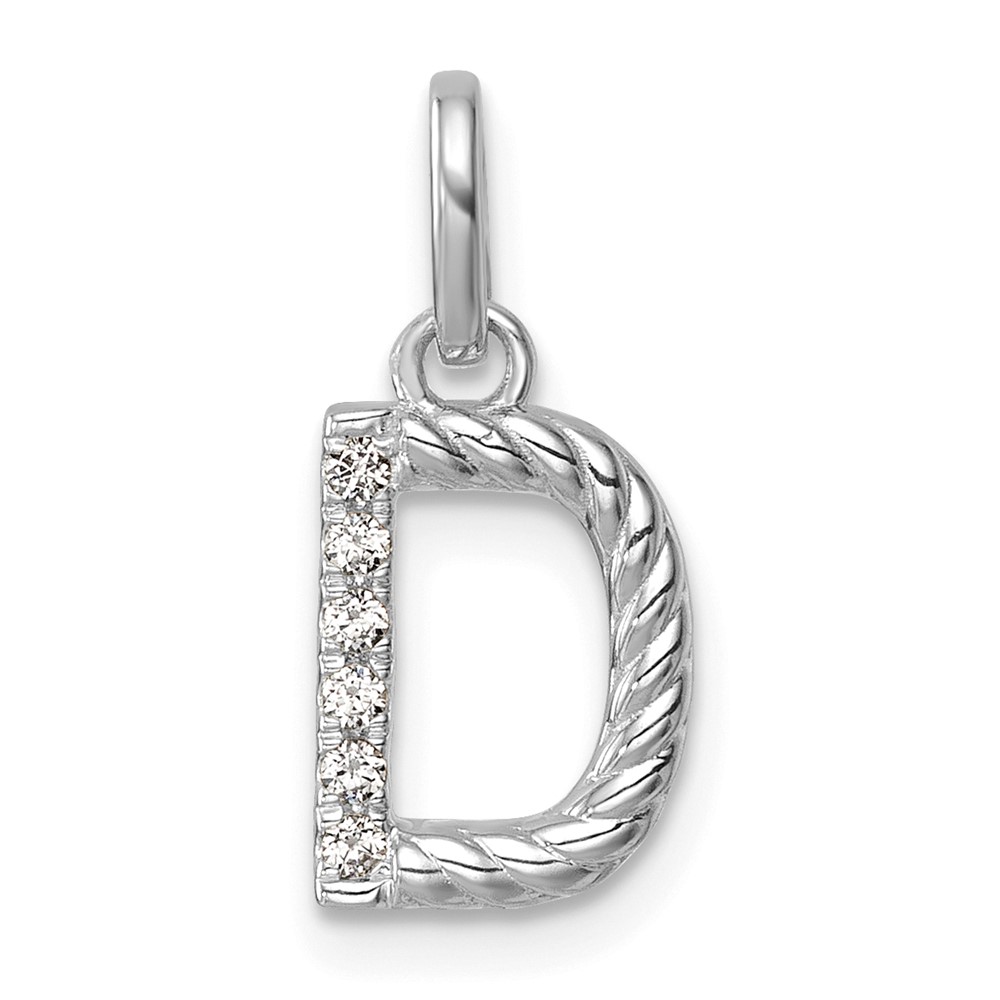 PM10732D-WA.jpg 14k White Gold Twisted .05 ct. Diamond Initial D Charm - Image 1