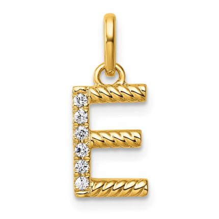 14k Twisted with .05 ct. Diamond Initial E Charm