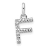 14k White Gold Twisted .05 ct. Diamond Initial F Charm