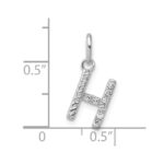 14k White Gold Twisted .07 ct. Diamond Initial H Charm - Image 4