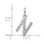 14k White Gold Twisted .05 ct. Diamond Initial N Charm - Image 4