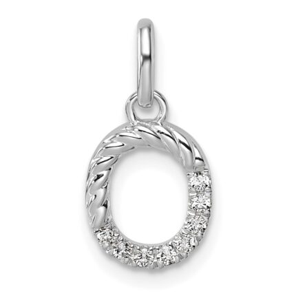 14k White Gold Twisted .07 ct. Diamond Initial O Charm