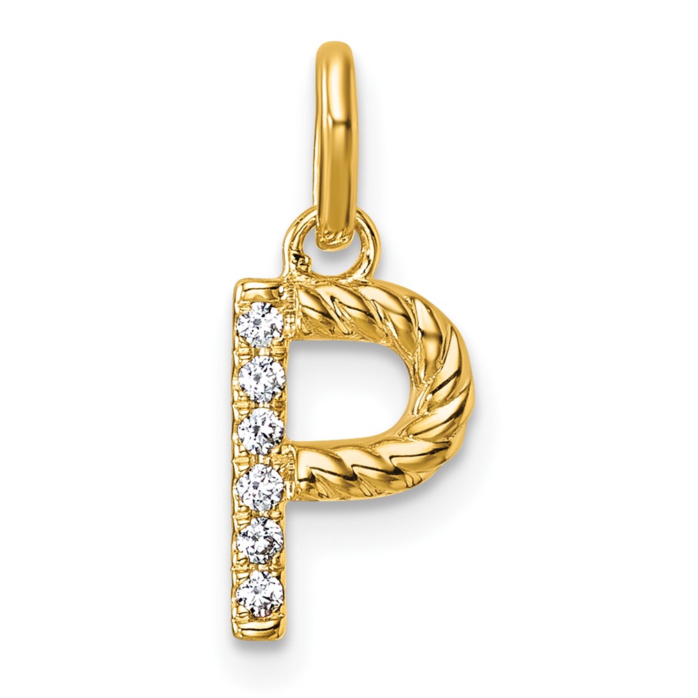 PM10732P-YA.jpg 14k Twisted .05 ct. Diamond Initial P Charm - Image 1