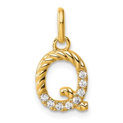 14k Twisted .07 ct. Diamond Initial Q Charm