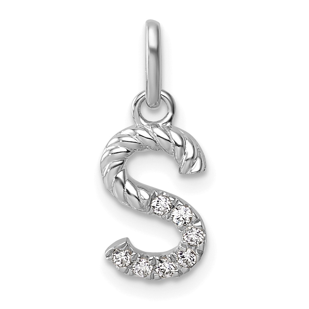 PM10732S-WA.jpg 14k White Gold Twisted .07 ct. Diamond Initial S Charm - Image 1