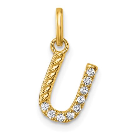 14k Twisted .10 ct. Diamond Initial U Charm