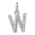 14k White Gold Twisted .05 ct. Diamond Initial W Charm