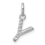 14k White Gold Twisted .05 ct. Diamond Initial Y Charm