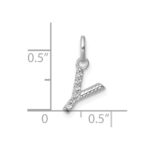 14k White Gold Twisted .05 ct. Diamond Initial Y Charm - Image 4