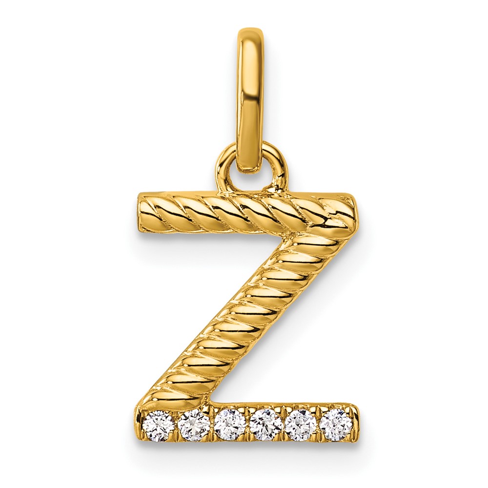 PM10732Z-YA.jpg 14k Twisted .05 ct. Diamond Initial Z Charm - Image 1