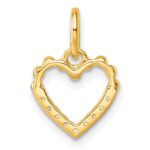 14K Polished Diamond Beaded Heart Pendant - Image 3