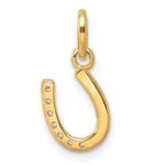 14k Polished 1/15 carat Diamond Beaded Horseshoe Pendant - Image 3