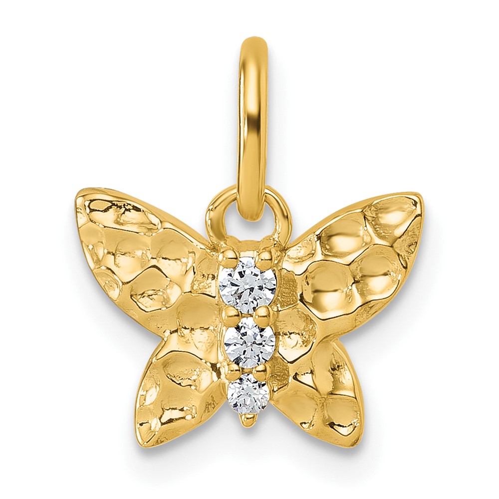 PM10752-005-YAA.jpg 14K Polished and Hammered Diamond Butterfly Pendant - Image 1