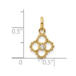 14K Polished 1/20 carat Diamond Beaded Floral Pendant - Image 4