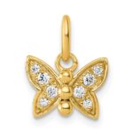 14K Polished Diamond Butterfly Pendant