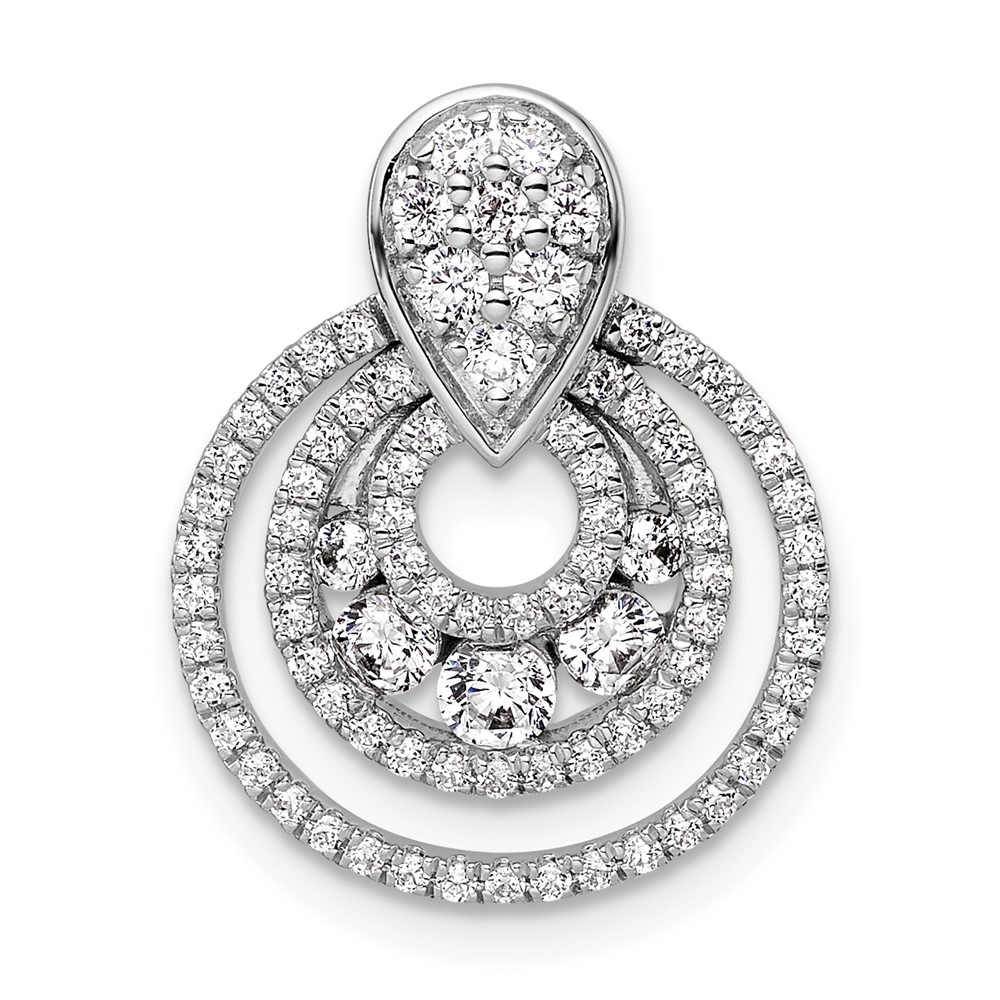 PM10756-065-WAA.jpg 14K White Gold Polished 5/8 carat Diamond Layered Circles Doorknocker Chain Slide - Image 1