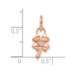 14K Rose Gold Polished Diamond Four Leaf Clover Charm - Image 4