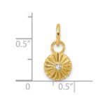 14K Polished and Grooved Diamond Circle Charm - Image 4