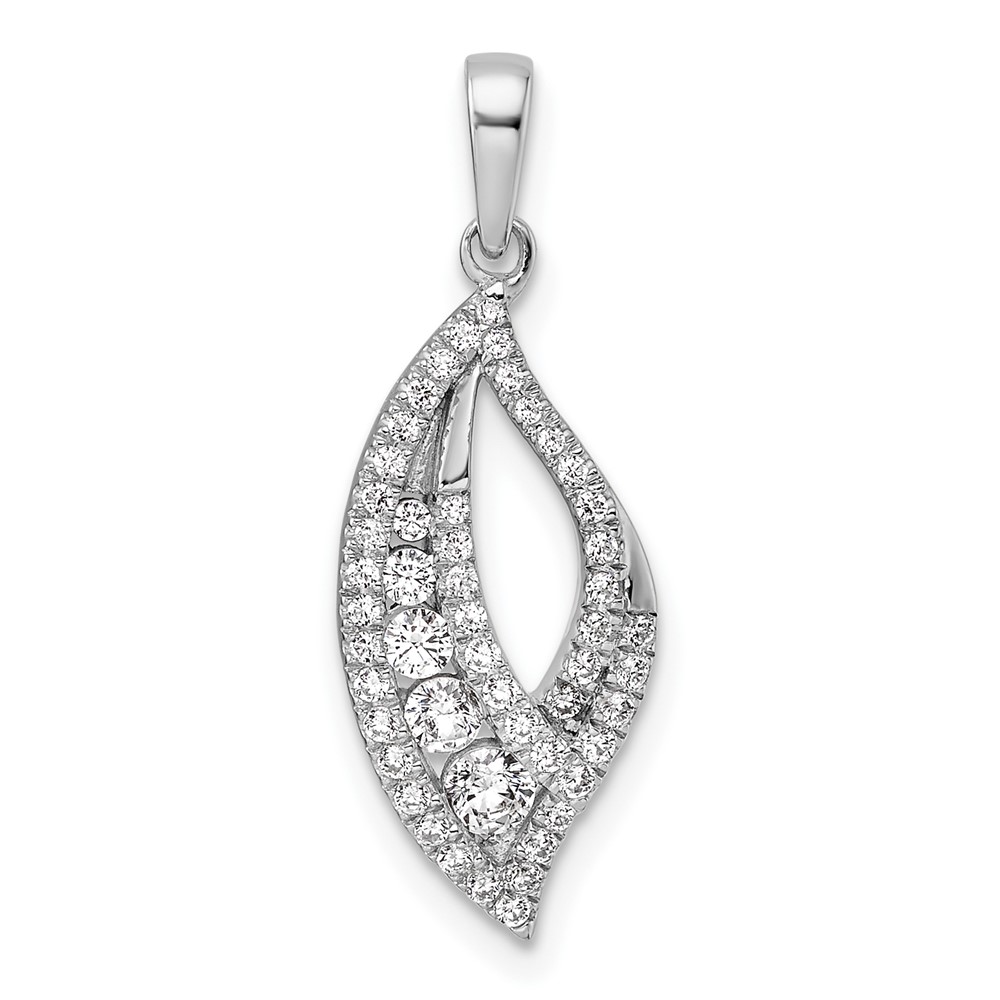PM10789-037-WAA.jpg 14K White Gold Polished 3/8 carat Diamond Fancy Leaf Pendant - Image 1