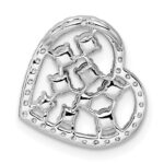14K White Gold Polished Diamond and Garnet Heart Chain Slide - Image 3
