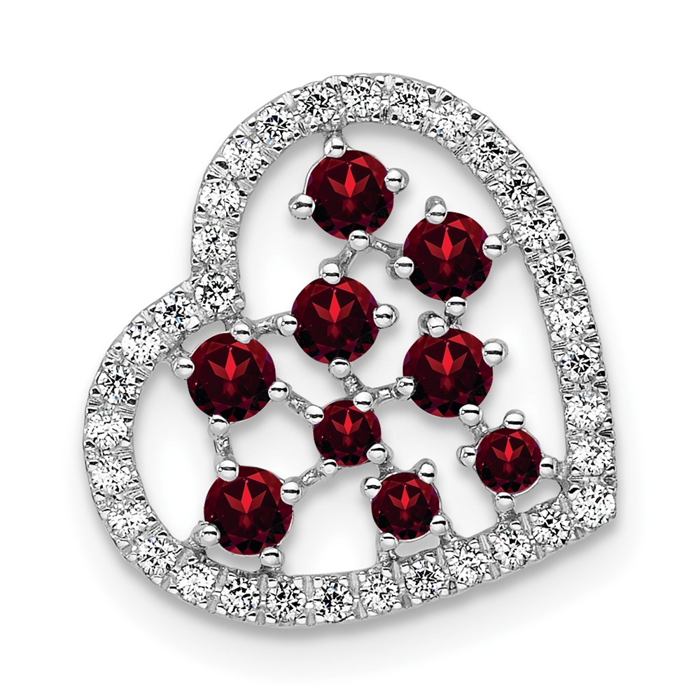 PM10797-GA-020-WAA.jpg 14K White Gold Polished Diamond and Garnet Heart Chain Slide - Image 1