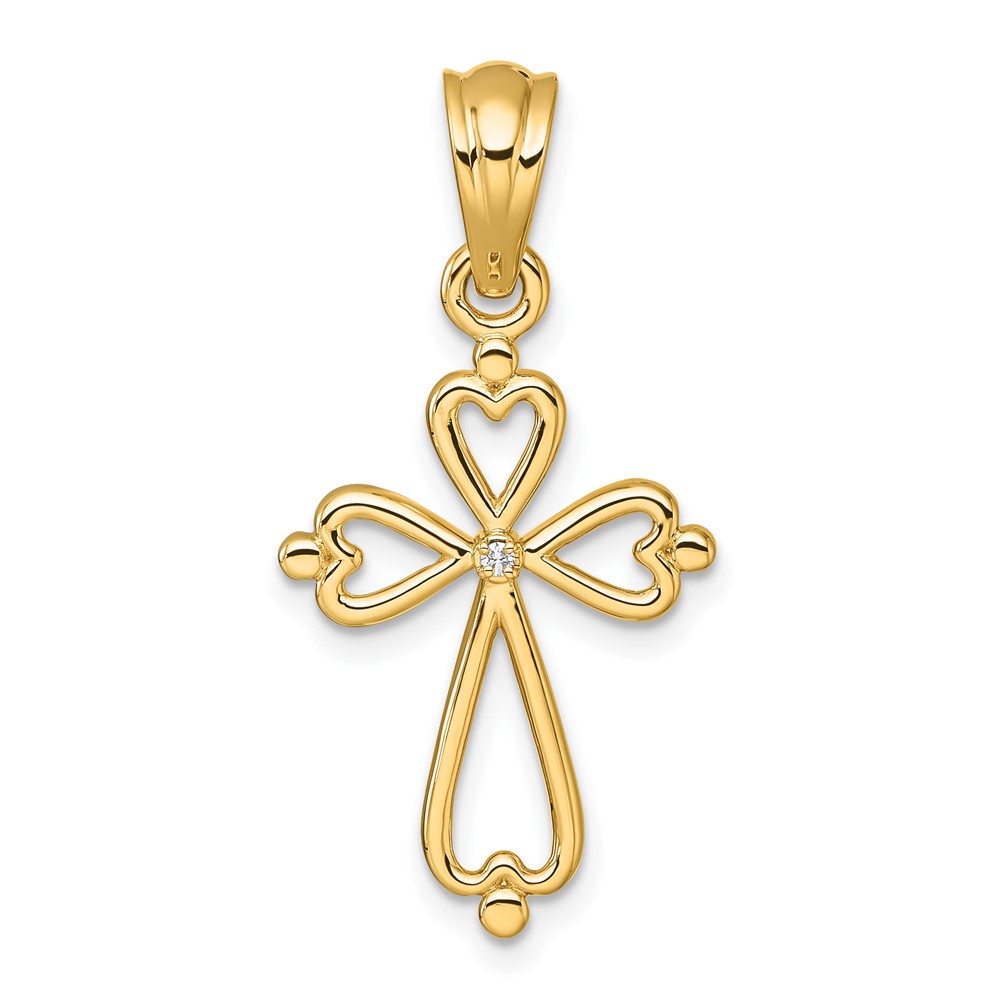 PM10802-001-YA.jpg 14k Diamond Accented Cross Pendant - Image 1