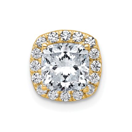 14k 1 3/4 carat Lab Grown Diamond VS+ F+ Cushion Complete Halo Chain Slide Pendant