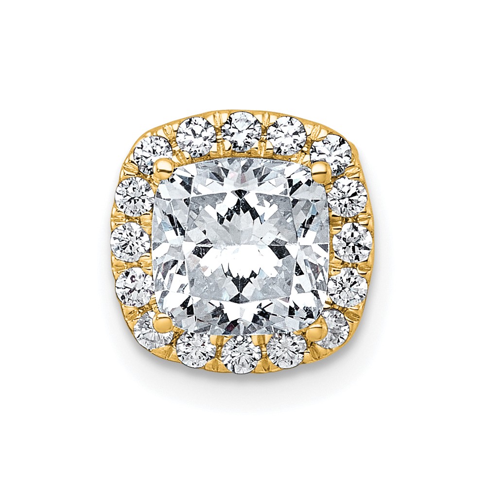 PM12129-188-YAA.jpg 14k 1 3/4 carat Lab Grown Diamond VS+ F+ Cushion Complete Halo Chain Slide Pendant - Image 1