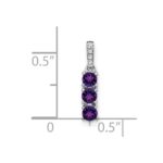 14k White Gold 3-stone Amethyst and Diamond Pendant - Image 3