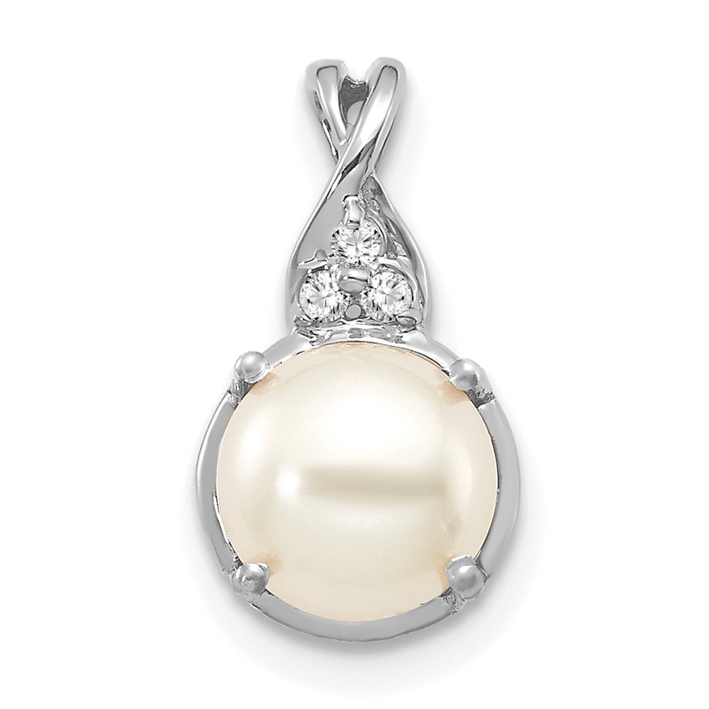 PM3625-PL-003-WA.jpg 14k White Gold 7mm June/Freshwater Cultured Pearl and Diamond Pendant - Image 1