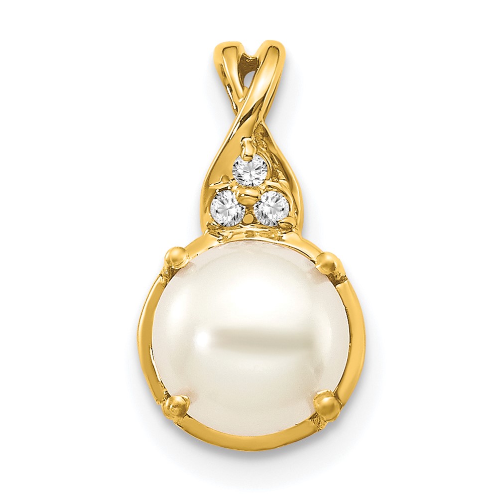 PM3625-PL-003-YA.jpg 14k 7mm June/Freshwater Cultured Pearl and Diamond Pendant - Image 1