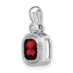 14k White Gold 6mm Cushion Garnet and Diamond Pendant - Image 5