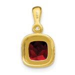 14k 6mm Cushion Garnet and Diamond Pendant - Image 4