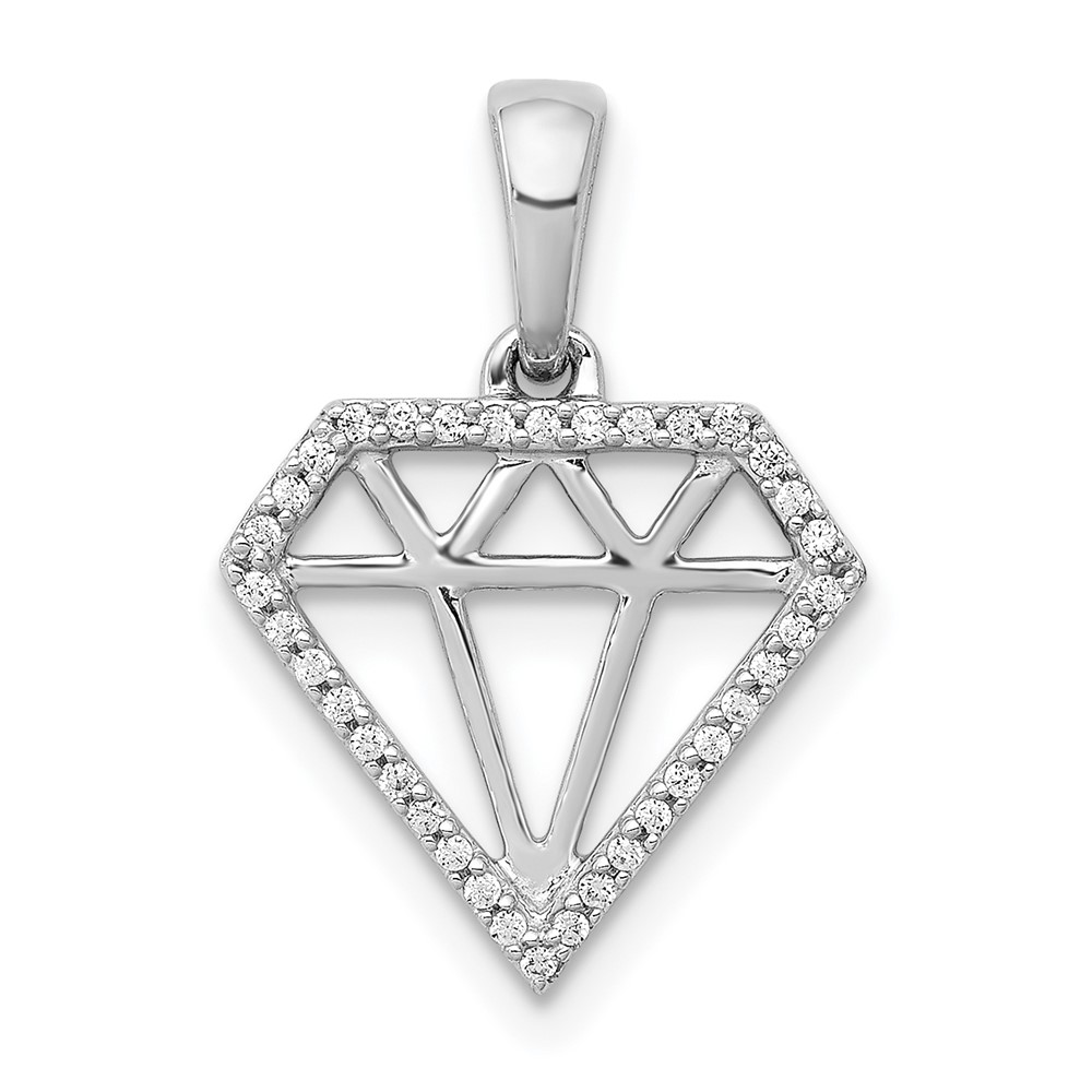 PM3697-011-WA.jpg 14k White Gold Diamond Gemstone-shape Pendant - Image 1