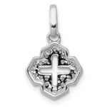 14k White Gold 1/10 carat Diamond Fancy Cross Pendant - Image 3