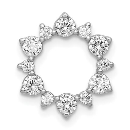 14k White Gold 5/8 carat Lab Grown Diamond VS/SI+ G+ Complete Fashion Circle Chain Slide Pendant