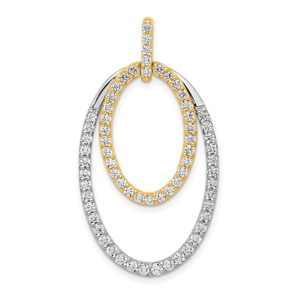 PM3819-100-YWA.jpg 14k Two-tone 1 carat Diamond Double Oval Pendant - Image 1
