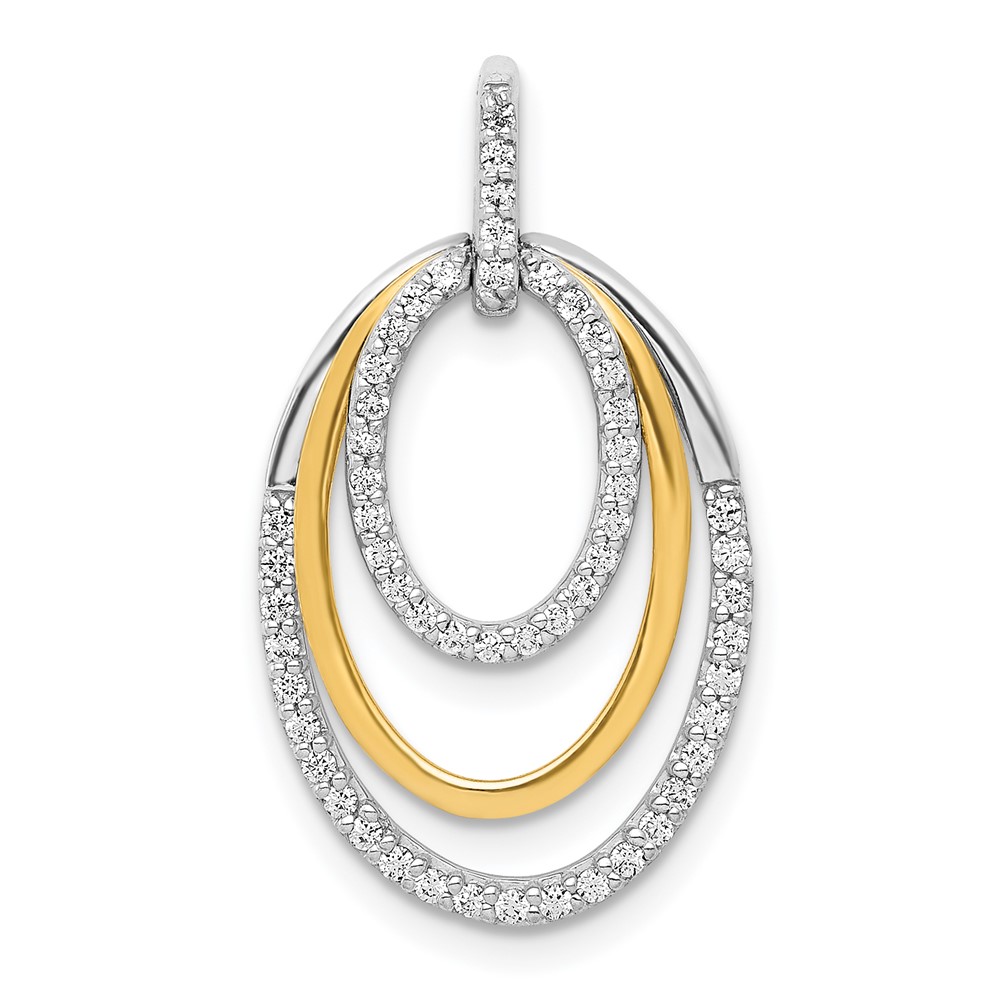PM3820-025-YWA.jpg 14k Two-tone 1/4 carat Diamond Fancy Triple Oval Pendant - Image 1