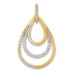 14k Two-tone Polished 1/2 carat Diamond Triple Teardrop Pendant