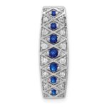 14k White Gold 1/5 carat Diamond and .31 Graduated Sapphire Fancy Chain Slide