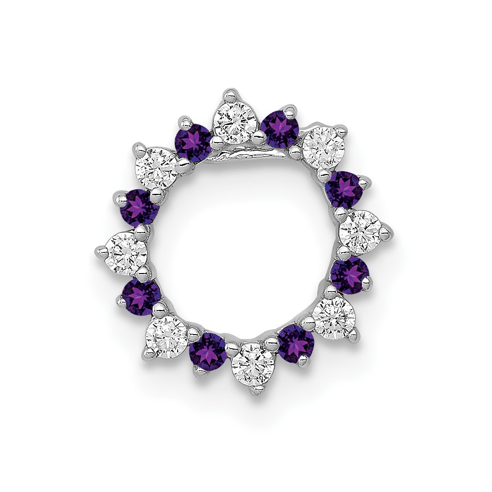 PM3855-AM-012-WA.jpg 14k White Gold Diamond and .08 Amethyst Fancy Circle Chain Slide - Image 1