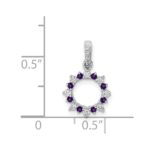 14k White Gold Diamond and .08 Amethyst Fancy Circle Pendant - Image 3