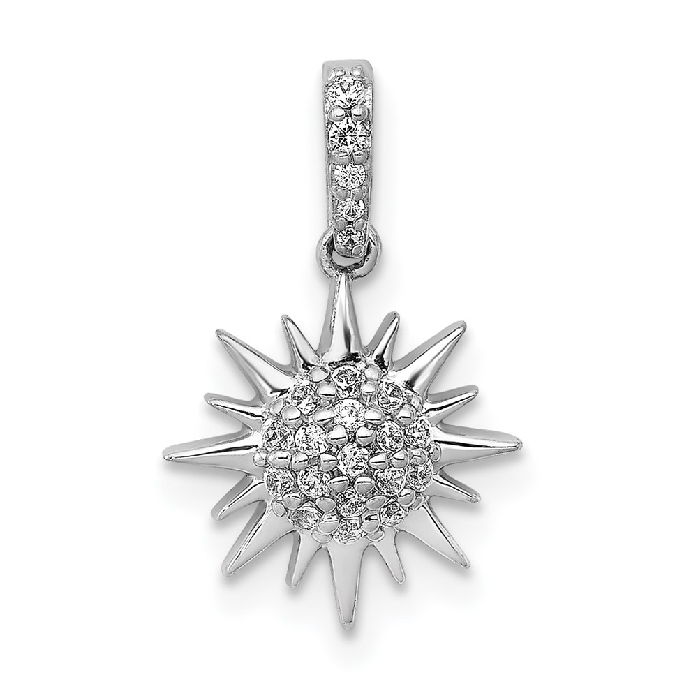 PM3920-010-WA.jpg 14k White Gold 1/10 carat Diamond Fancy Sun/Star Pendant - Image 1