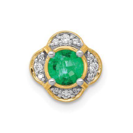 14k Diamond and .33 Emerald Fancy Chain Slide